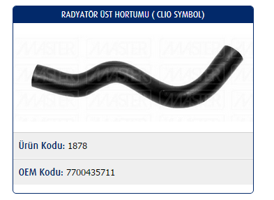 RADYATÖR ÜST HORTUMU RENAULT CLIO SYMBOL 1.4 8V