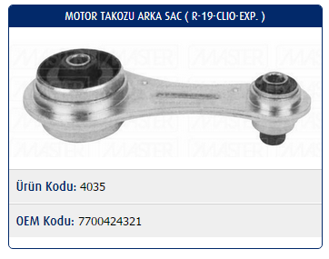 MOTOR TAKOZU (ARKA)(SAC) RENAULT R19 / CLIO