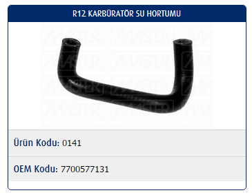 KARBÜRATÖR SU HORTUMU RENAULT R12