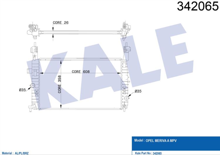 SU RADYATÖRÜ (BRAZING)(MT) OPEL MERIVA 1.7 CDTI (03-10)