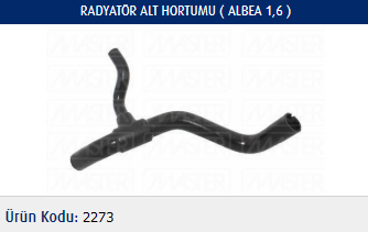 RADYATÖR ALT HORTUMU FIAT PALIO 1.2 16V 02- / ALBEA 1.2 16V 02-