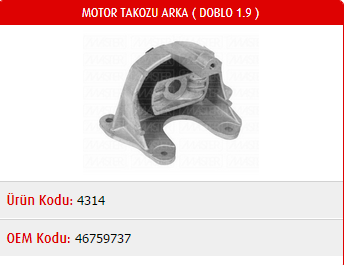 MOTOR TAKOZU (ARKA) FIAT DOBLO 1.3 JTD-1.9D-1.9 JTD