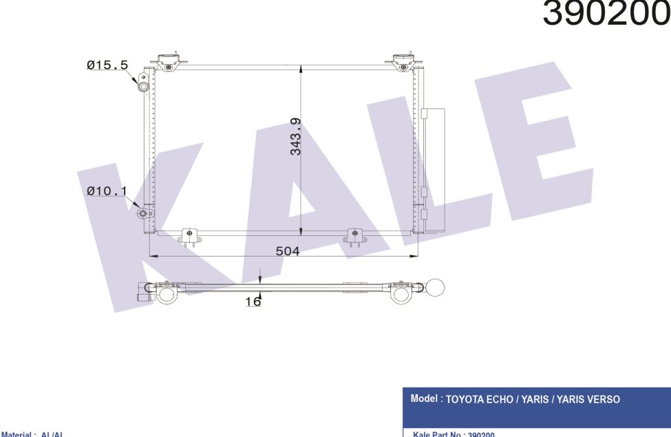 KLİMA RADYATÖRÜ (BRAZING)(KURUTUCULU) TOYOTA  YARIS VERSO 1.3 1.5 1.4D-4D 99-