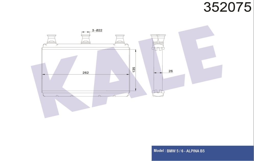 KALORİFER RADYATÖRÜ BMW 5 (E60,E61) 520D 525D 530D 535D 525XD 530XD 520İ 525İ 530İ 540İ 545İ ; 6 (E63) 630İ 635D 650İ 03<10