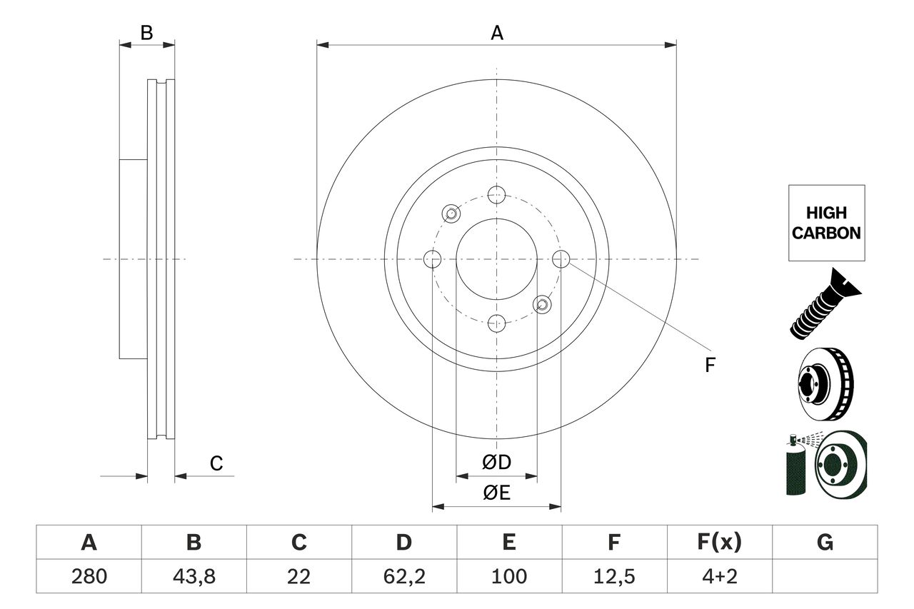 FREN DİSKİ (ÖN)(280MM)(ESKİ NO:0986479B05) HYUNDAI İ20 15- / KIA RIO III 11-