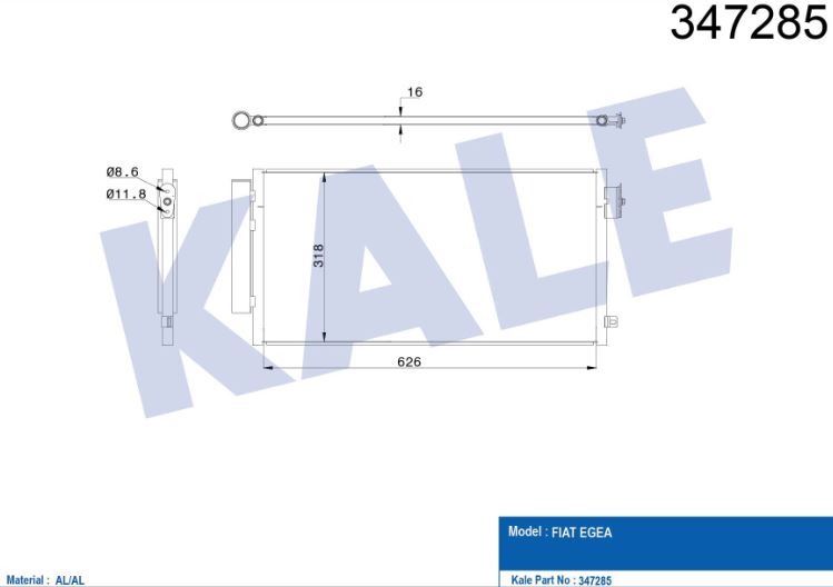 KLİMA RADYATÖRÜ (BRAZING)(AT/MT)(KURUTUCULU) FIAT EGEA 1.3-1.6 MJET-1.4 BNZLİ