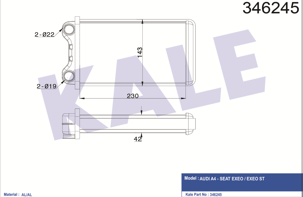 KALORİFER RADYATÖRÜ (BRAZING) RADYATÖRÜ AUDI A4 1.6-1.8 (00-05)