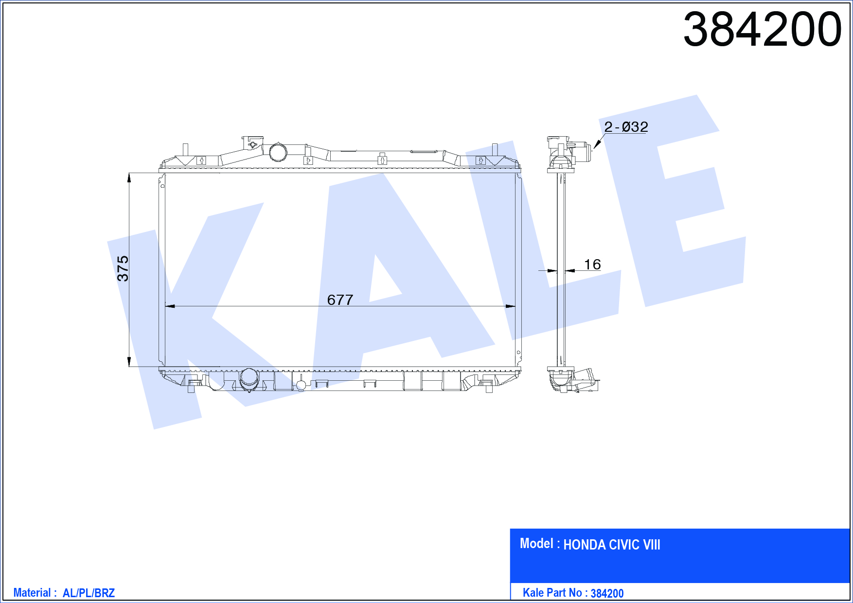 SU RADYATÖRÜ (BRAZING)(MT) HONDA CIVIC VIII