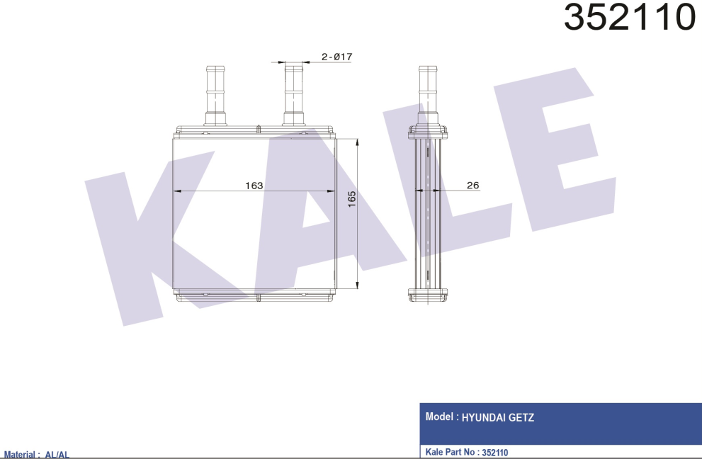 KALORİFER RADYATÖRÜ (BRAZING) HYUNDAI GETZ 1.1-1.3-1.4 02=> 1.5 CRDI 0