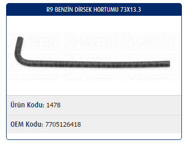 DEGAZÖR HORTUMU (Ø7.3X13.3) RENAULT R9 / R11