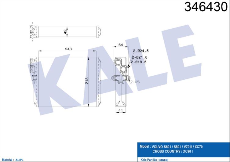 KALORİFER RADYATÖRÜ (MEKANİK) VOLVO S60 2.0T 2.4 (01+) S80 (98-06) V70