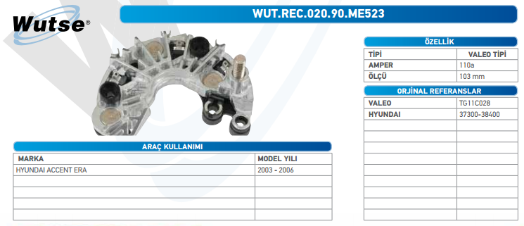 DİOT TABLASI (VALEO TİPİ) HYUNDAI ACCENT ERA