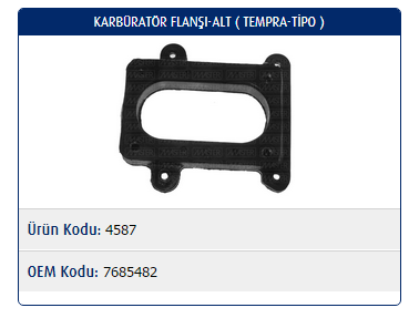 KARBÜRATÖR FLANŞI (ALT) FIAT TEMPRA / TİPO