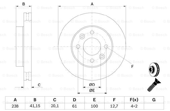 FREN DİSKİ (ÖN)(237,8MM) RENAULT R11 84- / R19 90- / R21 86- / CLIO I 96- / CLIO II 00- / KANGOO 97- / MEGANE I 96- / SYMBOL II 09-