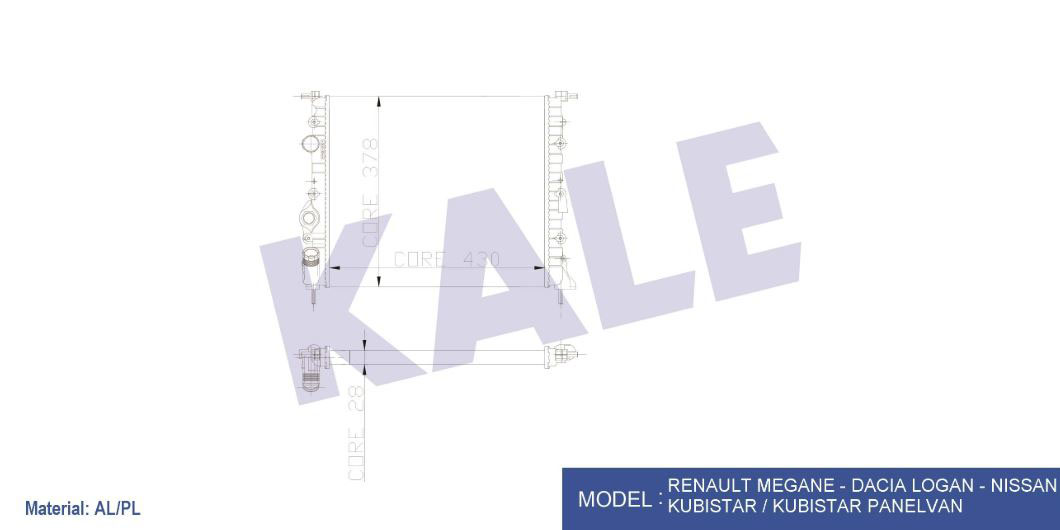 SU RADYATÖRÜ (MEKANİK)(KLİMALI) MEGANE 1,6 RTA/RTE (2 SIRA AL+PL)