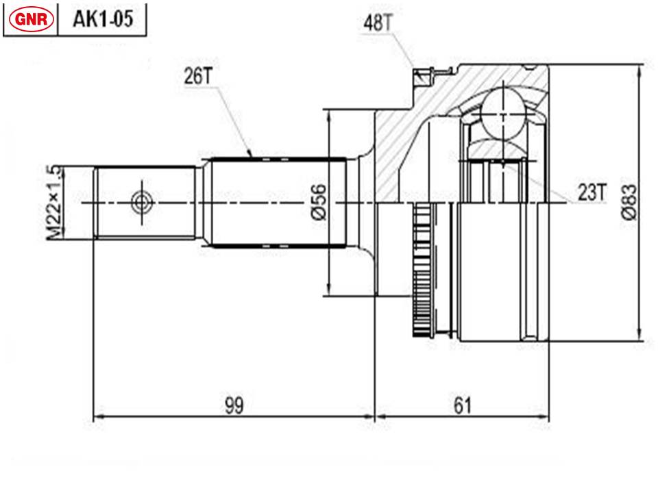 AKS KAFASI (ABSLİ)(26x23x56x160xABS 48 DİŞ) TOYOTA COROLLA 03- / AVENSİS 01-