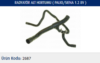 RADYATÖR ALT HORTUMU FIAT PALIO 1.2 8V 97-02 / SIENA 1.2 8V 97-02