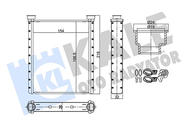 KALORİFER RADYATÖRÜ M.BENZ (A-CLASS) W176 / (B-CLASS) W246/W242 / CLA (C117/X117) / GLA (X156) 180-220 CDI, 250, 45AMG 13- - INFINITI Q30 / QX30 1.6 2.0T 2.2D 15- (BORUSUZ) [BRAZING] [26MM]