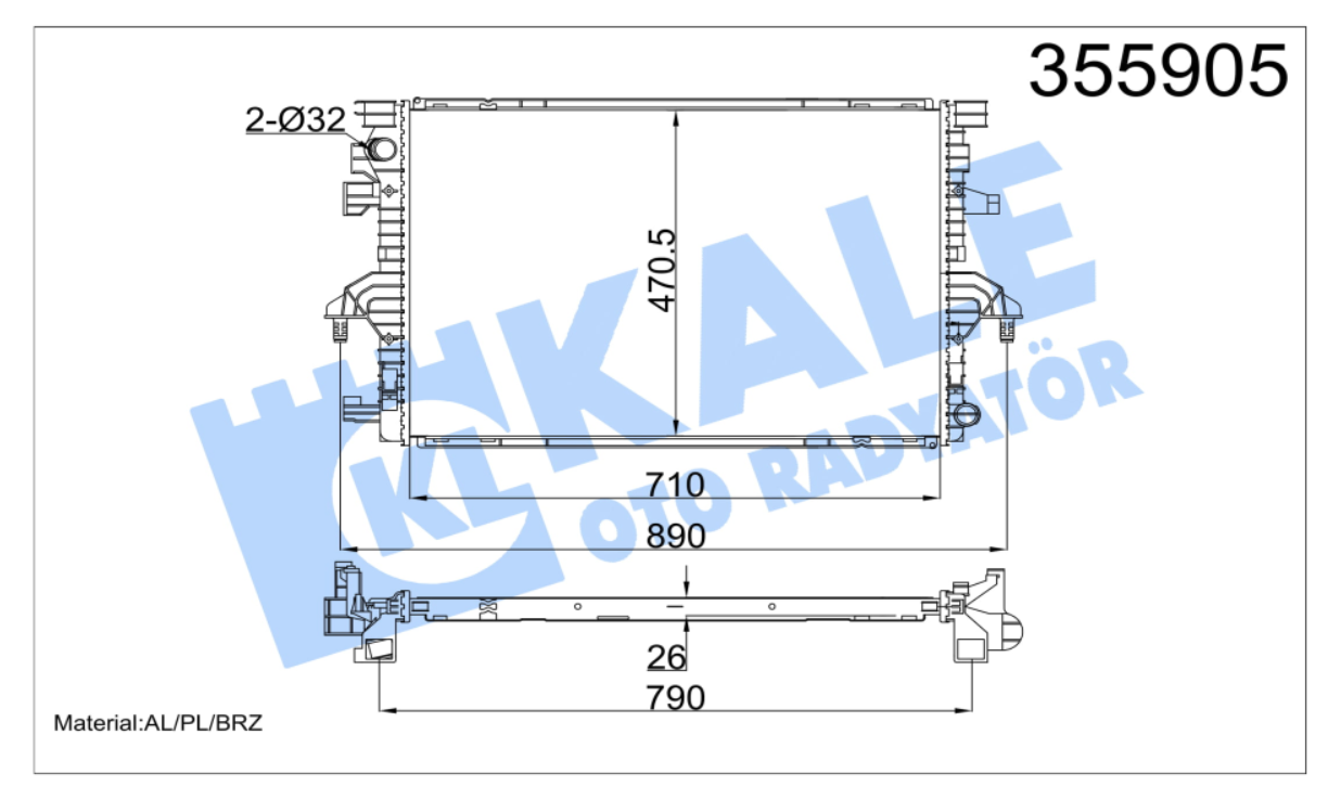 SU RADYATÖRÜ (BRAZING)(AT/MT) VW TRANSPORTER VI / MULTIVAN VI 2.0TDI 15-