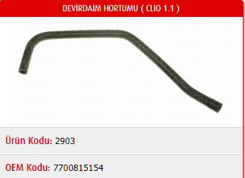 DEVİRDAİM HORTUMU RENAULT CLIO I 1.4 -98