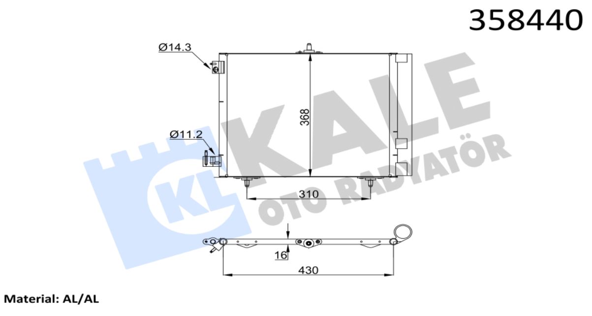 KLİMA RADYATÖRÜ (BRAZING)(KURUTUCULU)(E.NO:377400) PEUGEOT 207 (06+) P208 (12+)