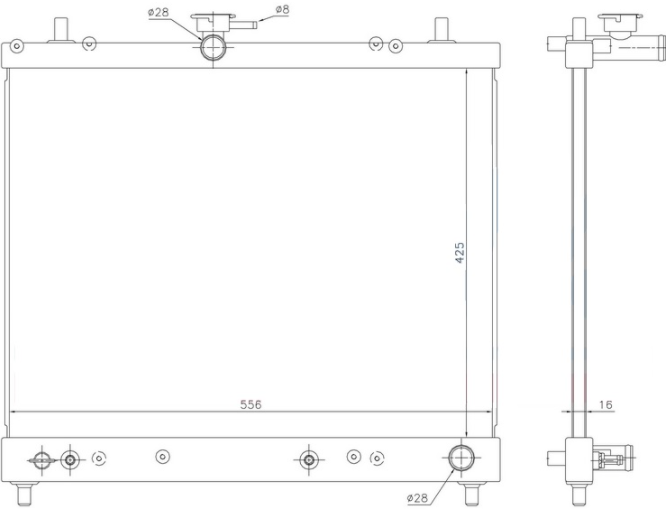 SU RADYATÖRÜ (BRAZING)(BDH901) DAİHATSU TERİOS 1.5İ 2005+ (425X556X16)