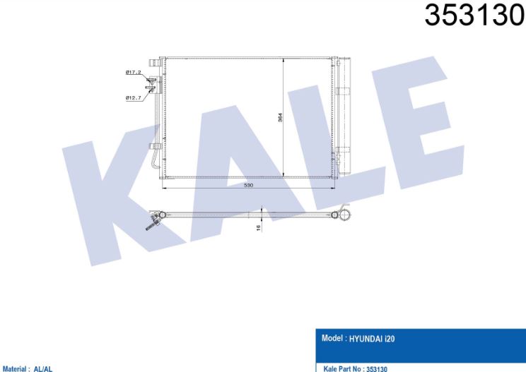 KLİMA RADYATÖRÜ (BRAZING)(KURUTUCULU)(Y.N.:358445) HYUNDAI İ20 AL/AL