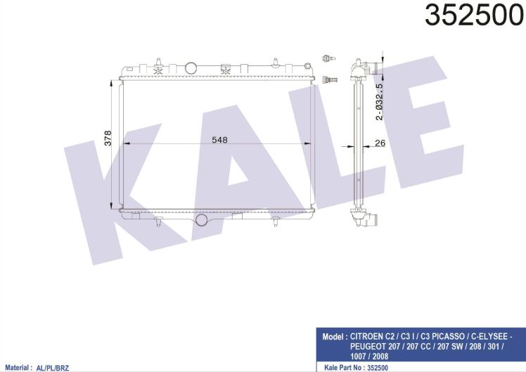 SU RADYATÖRÜ (BRAZING)(MT) PEUGEOT 207-208-301