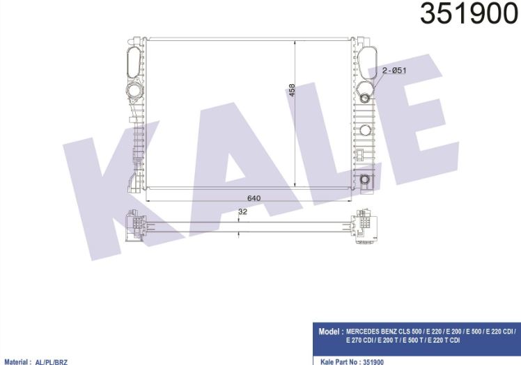 SU RADYATÖRÜ (BRAZING)(AT) M.BENZ CLS 500 / CLS (C219) 04<10 (C218)