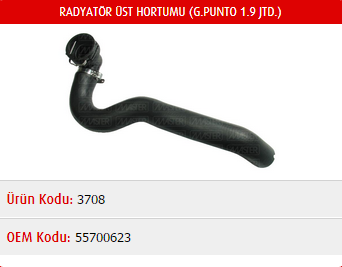 RADYATÖR ÜST HORTUMU FIAT GRANDE PUNTO 1.9 JTD