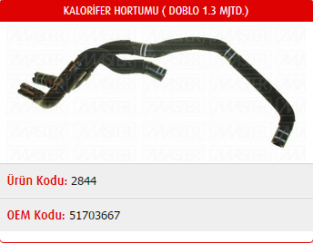 KALORİFER HORTUMU FIAT DOBLO 1.3 MJTD 04-