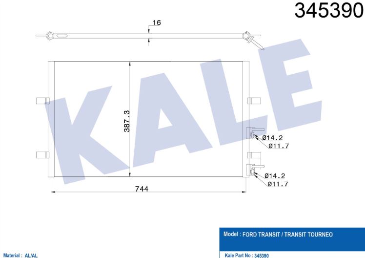 KLİMA RADYATÖRÜ (BRAZING)(MT)(KURUTUCUSUZ) FORD TRANSIT V347-V348 2.2TDCI 10