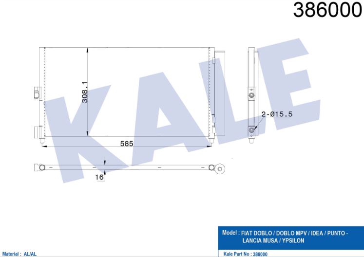 KLİMA RADYATÖRÜ (BRAZING)(KURUTUCULU) FIAT DOBLO-PUNTO-IDEA 1.2/1.3/1.4