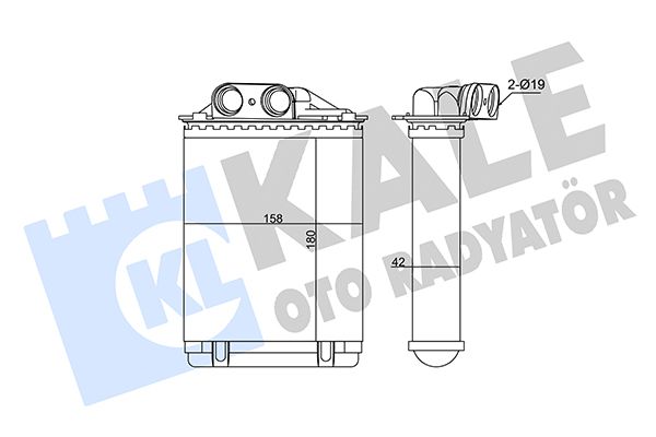 KALORİFER RADYATÖRÜ (MEKANİK) FIAT 500 ; PANDA 1.2 1.3DMTJ 1.4 03=> - FORD KA 1.2 1.3TDCI 08<16 (AT/MT)[180X22X42]