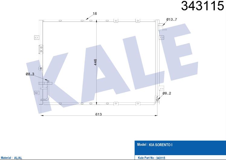 KLİMA RADYATÖRÜ (BRAZING)(KURUTUCUSUZ) KIA SORENTO I 2.4 2.5CRDI 3.3/3.5 V6 02-