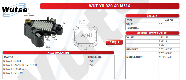 KONJEKTÖR 12V (VALEO TİPİ) İNCE FİŞ.REN KANGOO-CLIO