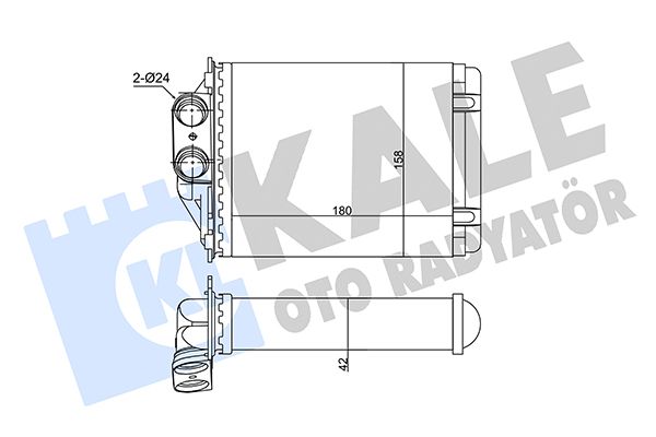 KALORİFER RADYATÖRÜ FIAT 500 / 500C 1.2 1.3DMTJ 1.4 09- / PANDA 1.1 1.2 1.3DMTJ 03<12 [MEKANİK] [180X158X42]