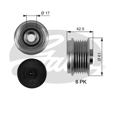 ALTERNATÖR KASNAĞI (6 KANALLI) RENAULT CLIO II 99-05, PANELVAN / VAN 00-01, ESCAPE III 99-02, KANGOO 01-, KANGOO EXPRESS 01-, LAGUNA I 97-01, LAGUNA II 01-07, MEGANE I 01-03, MEGANE I CLASSIC 01-03, SCENIC I MPV 99-03, / VOLVO (S40