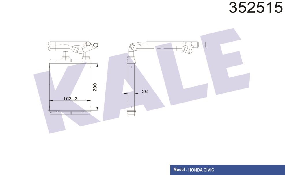 KALORİFER RADYATÖRÜ HONDA CIVIC 1.4 1.6 01=> (BORULU)