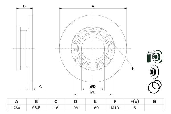 FREN DİSKİ (ARKA)(280MM) FORD TRANSIT Minibüs/Otobüs 2.2 TDCi 07-14 / TRANSIT TOURNEO Minibüs/Otobüs 2.2 TDCi 06-14