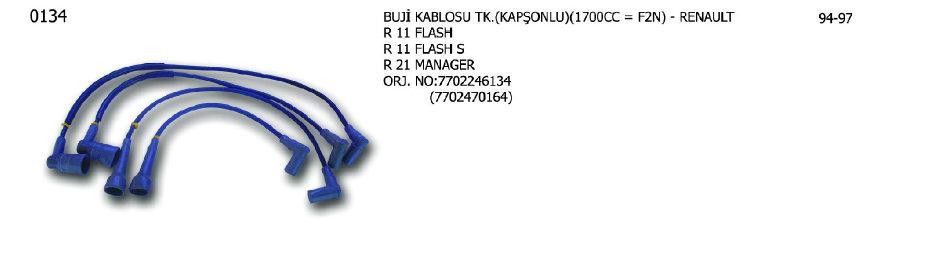 BUJİ KABLOSU TK. KAPŞONLU RENAULT R11 FLASH / R21 1700CC