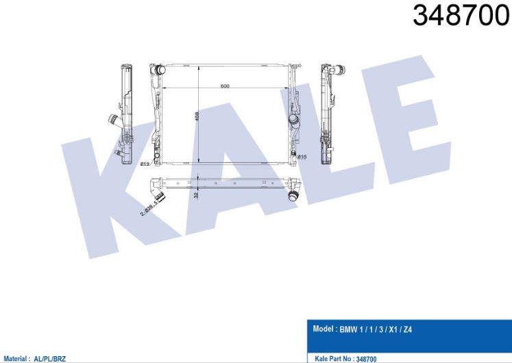 SU RADYATÖRÜ (BRAZING)(AT/MT) BMW 1 (E81)-1 (E82)-1 (E87)-1 (E88)-3 (E9