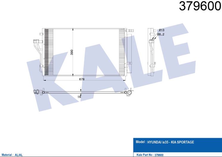 KLİMA RADYATÖRÜ (BRAZING)(KURUTUCULU) KIA SPORTAGE-IX35 1.6 GDI-2.0I 16