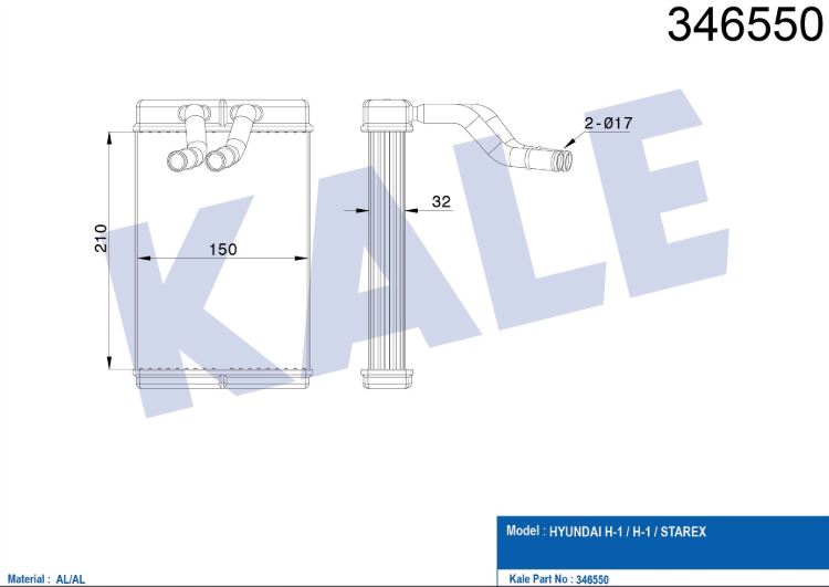 KALORİFER RADYATÖRÜ (BRAZING) HYUNDAI H1 STAREX