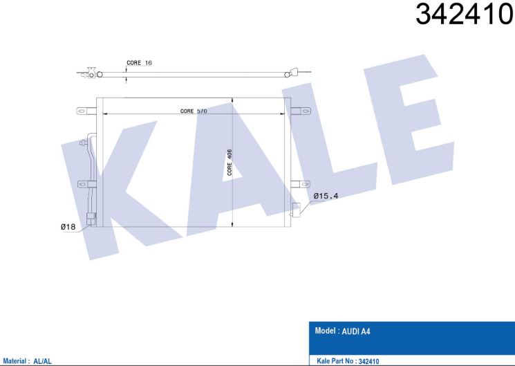 KLİMA RADYATÖRÜ (BRAZING)(KURUTUCUSUZ) AUDI A4 1.6-1.8-1.9 TDI-2.6-2.8 Q