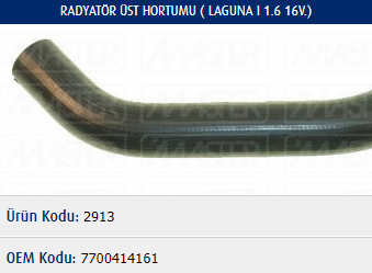 RADYATÖR ÜST HORTUMU RENAULT LAGUNA I 1.6-2.0 16V 99-02