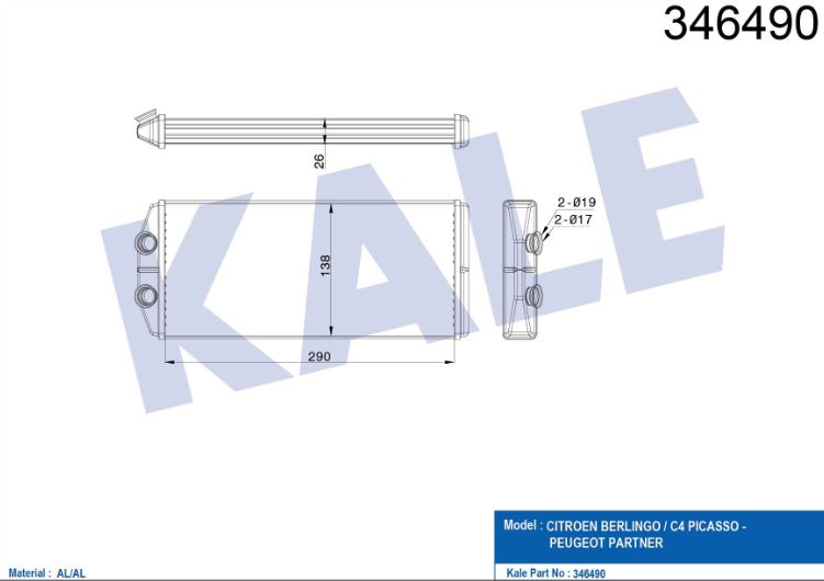 KALORİFER RADYATÖRÜ (BRAZING) PEUGEOT PARTNER TEPEE - BERLINGO III