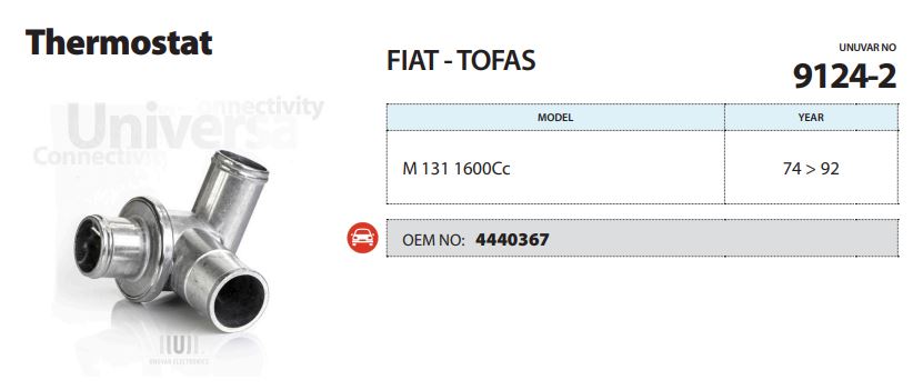 TERMOSTAT (79°C) FIAT M124 72-75 / M131 76-84 / M132 77-81 / ARGENTA 78-85 / LANCIA PRISMA 86-92 / TREVI 80-87