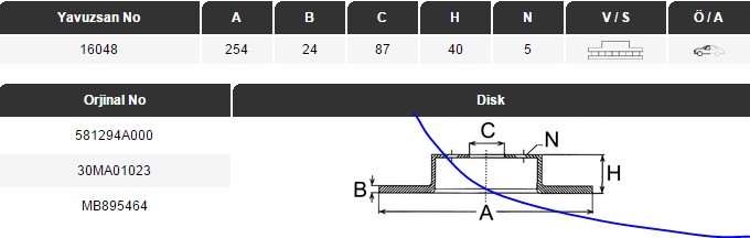 FREN DİSKİ (ÖN)(254MM) HY STAREX 2.4 97-03