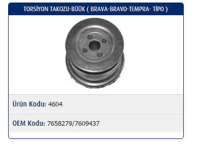 TORSİYON TAKOZU (BÜYÜK) FIAT TEMPRA / TİPO / UNO